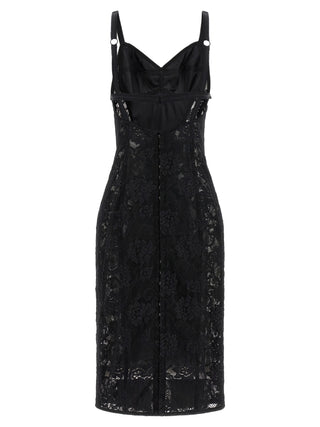 Vestido midi negro de poliamida