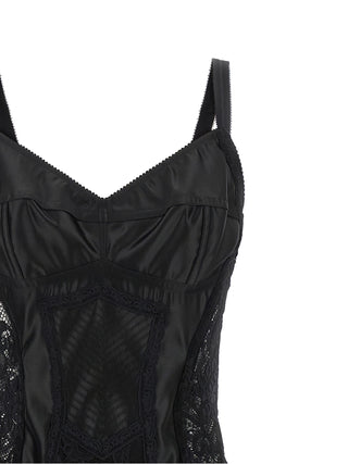 Vestido midi negro de poliamida