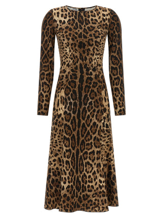 Brown Viscose Midi Dress