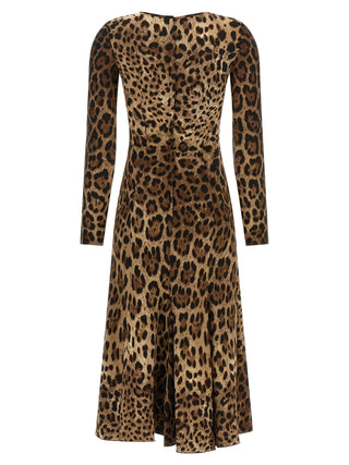 Brown Viscose Midi Dress
