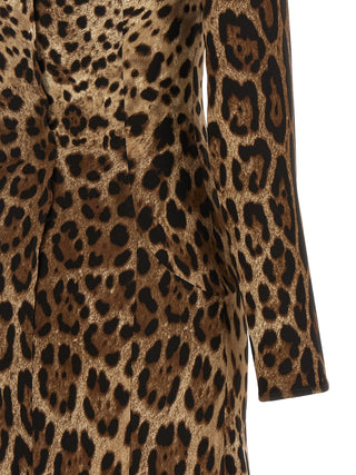 Brown Viscose Midi Dress