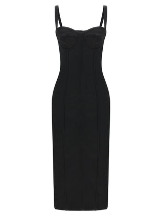 Black Acetate Midi Dress