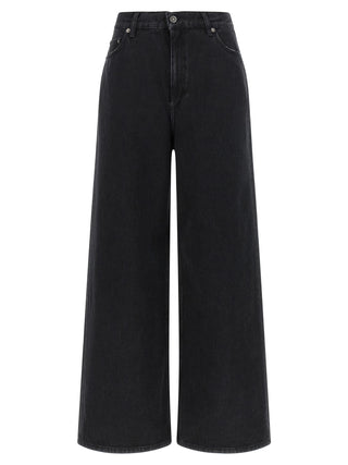 Black Cotton Flared Jeans