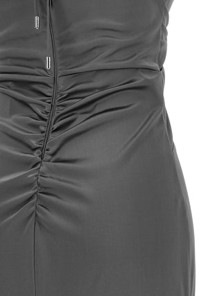 Vestido largo gris de acetato