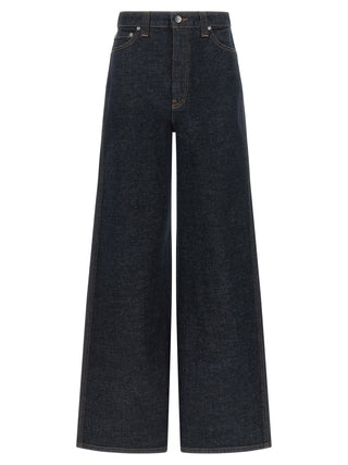 Blue Cotton Flared Jeans