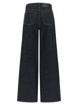 Blue Cotton Flared Jeans