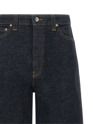 Blue Cotton Flared Jeans