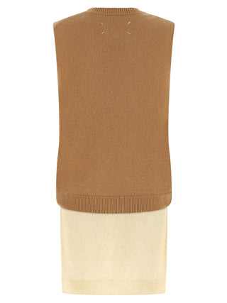 Beige Virgin Wool Sleeveless Jacket