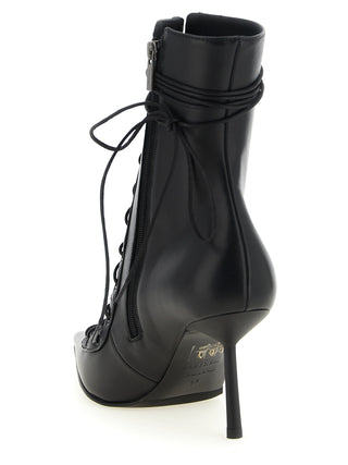 Black Lamb Leather Ankle Boots