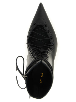 Black Lamb Leather Ankle Boots