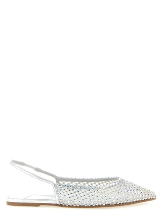 Silver Polyester Ballet Flats
