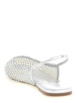 Silver Polyester Ballet Flats