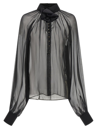 Blusa de seda negra