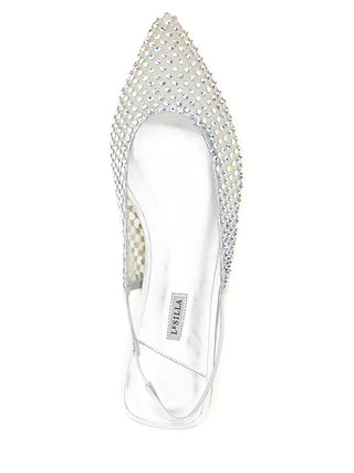 Silver Polyester Ballet Flats