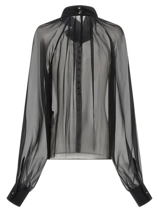 Blusa de seda negra
