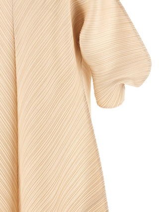 Beige Polyester Midi Dress