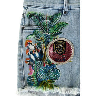 Short azul de algodón para mujer