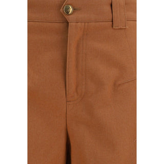 Orange Cotton Casual Pants