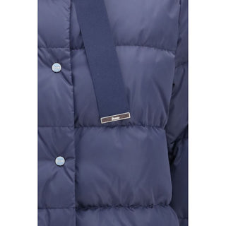 Chaqueta larga de poliéster azul
