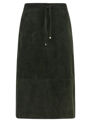 Bicolor Lamb Leather Midi Skirt