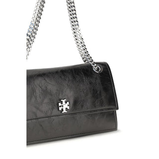 Bolso de hombro negro de ante y cuero