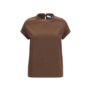 Brown Elastane T-Shirt