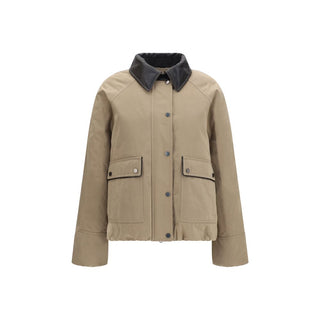 Beige Cotton Full-Length Jacket