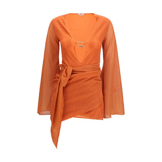 Vestido casual naranja de poliamida