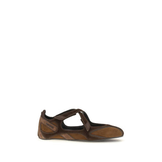 Brown Calf Leather Bos Taurus Ballet Flats