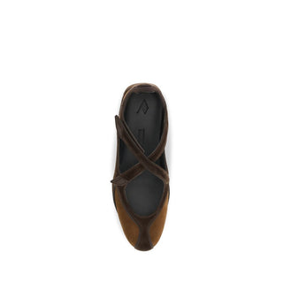 Brown Calf Leather Bos Taurus Ballet Flats
