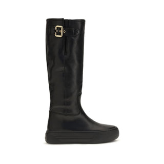Black Calf Leather Bos Taurus Flat Boots