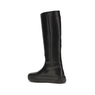 Black Calf Leather Bos Taurus Flat Boots