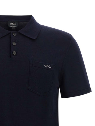 Blue Virgin Wool Polo Shirt