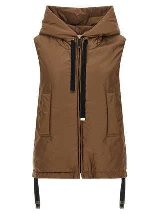 Brown Polyester Sleeveless Jacket