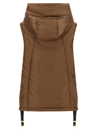 Brown Polyester Sleeveless Jacket