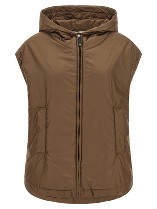 Brown Polyester Sleeveless Jacket