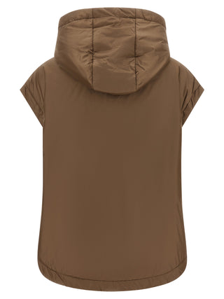 Brown Polyester Sleeveless Jacket