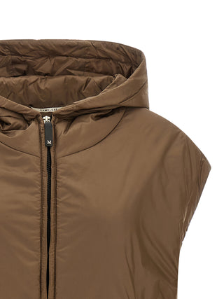 Brown Polyester Sleeveless Jacket