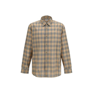 Camisa beige de algodón con estampado