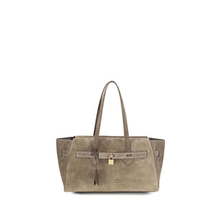 Beige Suede Leather Shoulder Bag