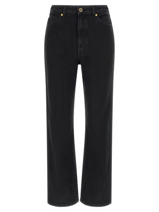 Black Cotton Flared Jeans