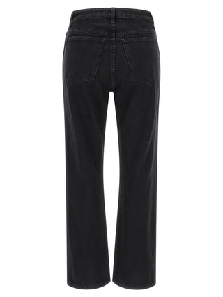 Black Cotton Flared Jeans