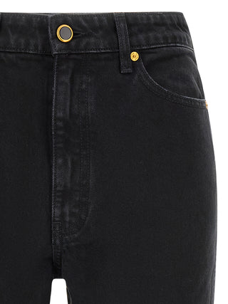 Black Cotton Flared Jeans