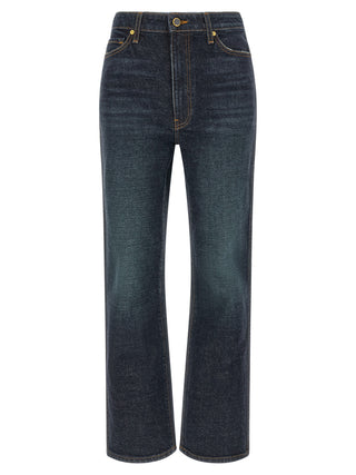 Blue Cotton Flared Jeans