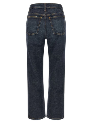 Blue Cotton Flared Jeans