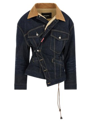 Chaqueta azul de mezclilla de algodón