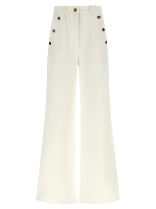 White Cotton Flared Pants