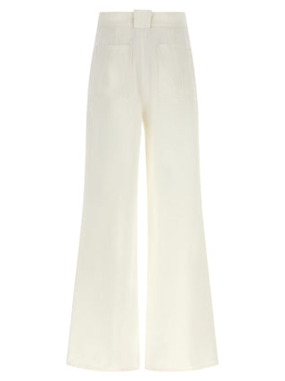 White Cotton Flared Pants