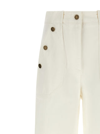 White Cotton Flared Pants