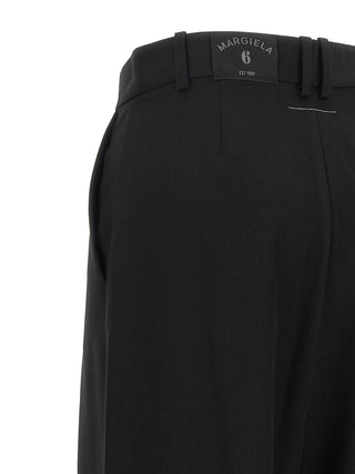 Black Polyester Casual Pants